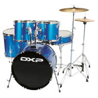 DXP Pioneer 5 Piece 22" Drum Kit with Cymbals & Hardware Metallic Blue TX04PMBL