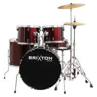 Brixton 5 Piece Fusion 20" Drum Kit with Cymbals & Hardware Red Wine UBX20WR