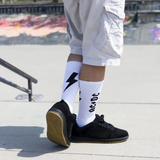 ACDC Lightning Bolt Crew Socks White | Drum Republic