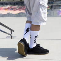 ACDC Lightning Bolt Crew Socks White | Drum Republic