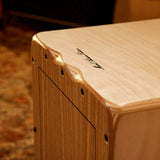 Meinl Artisan Edition Tango Line String Cajon with Light Eucalyptus Frontplate AETLLE close up