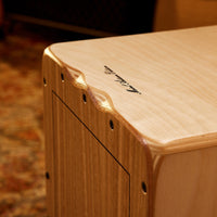 Meinl Artisan Edition Tango Line String Cajon with Light Eucalyptus Frontplate AETLLE close up