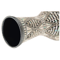 Meinl 8 3/4" Artisan Doumbek Drum White Burl Mosaic Royale AEED1 close up side of doumbek drum