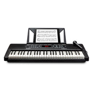 Alesis Harmony 54 Portable Keyboard with Microphone featuring 54 piano-style keys, built-in speakers, control panel, and included music rest.