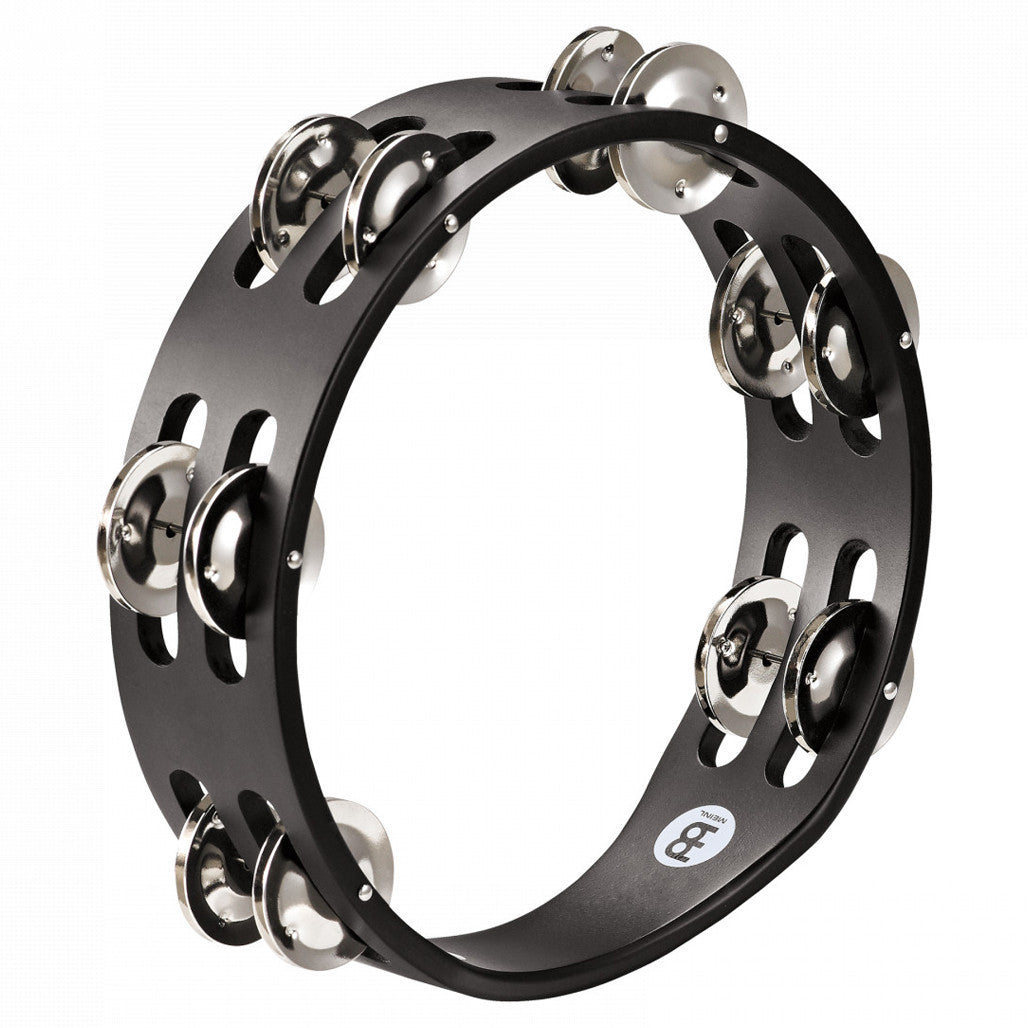 CTA2S-BK Meinl Compact Wood Series 8 Tambourine Black with Stainless Steel Jingles
