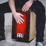 Musician Playing Meinl cajon drum at Drum Republic Drum Shop Australia.