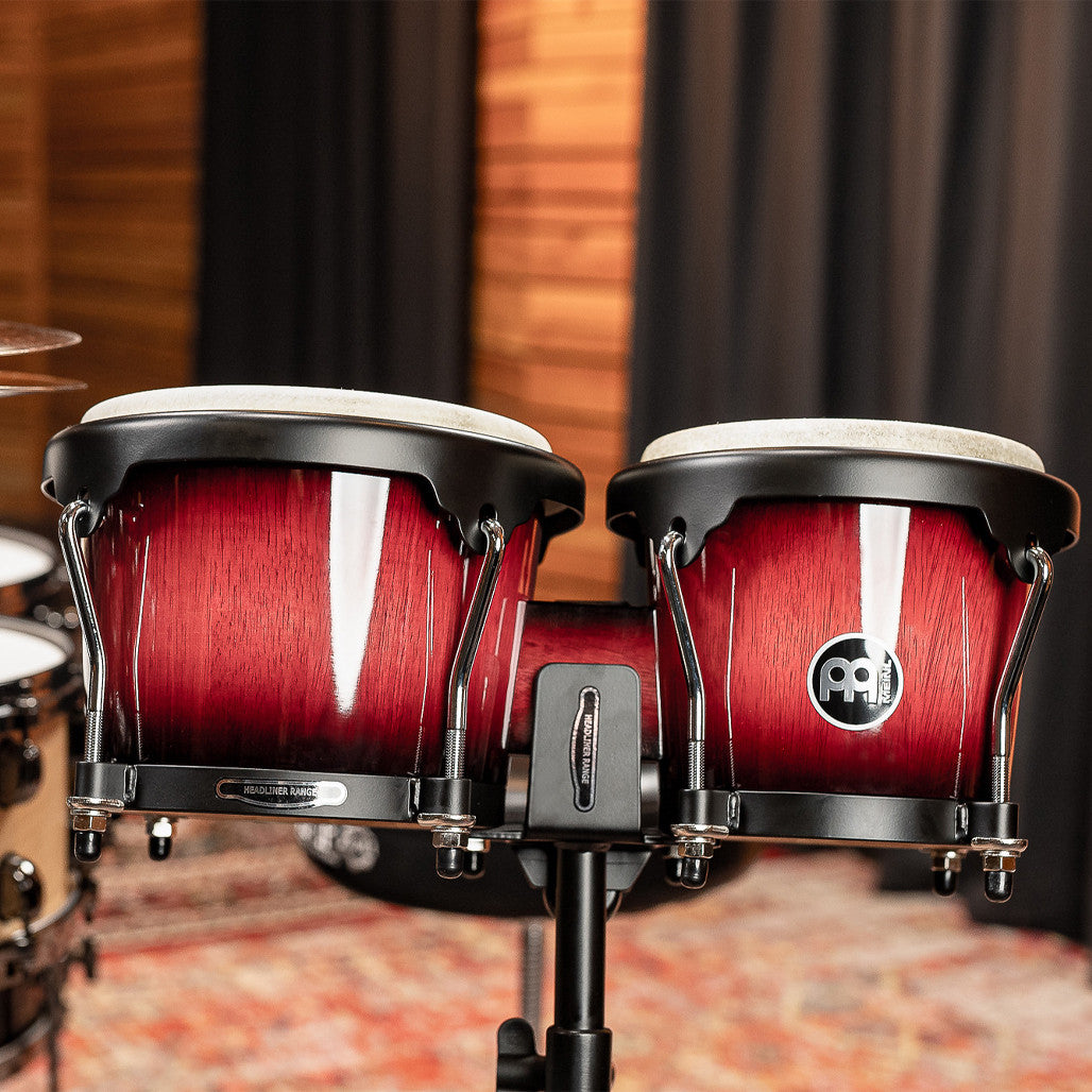 Meinl Headliner Series 6 inch and 8 inch Wood Bongo Drums - Red Wine Burst HB100WRB