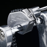 Close-up of the Power Glide cam on the Tama Iron Cobra 200 HP200PTW Double Bass Drum Pedal.