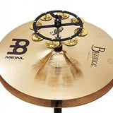 Meinl HTHH1B-BK Hi-Hat Tambourine with 1 Row Hammered Brass Jingles