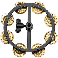Meinl HiHat Tambourine with 1 Row Hammered Brass Jingles HTHH1B-BK top view