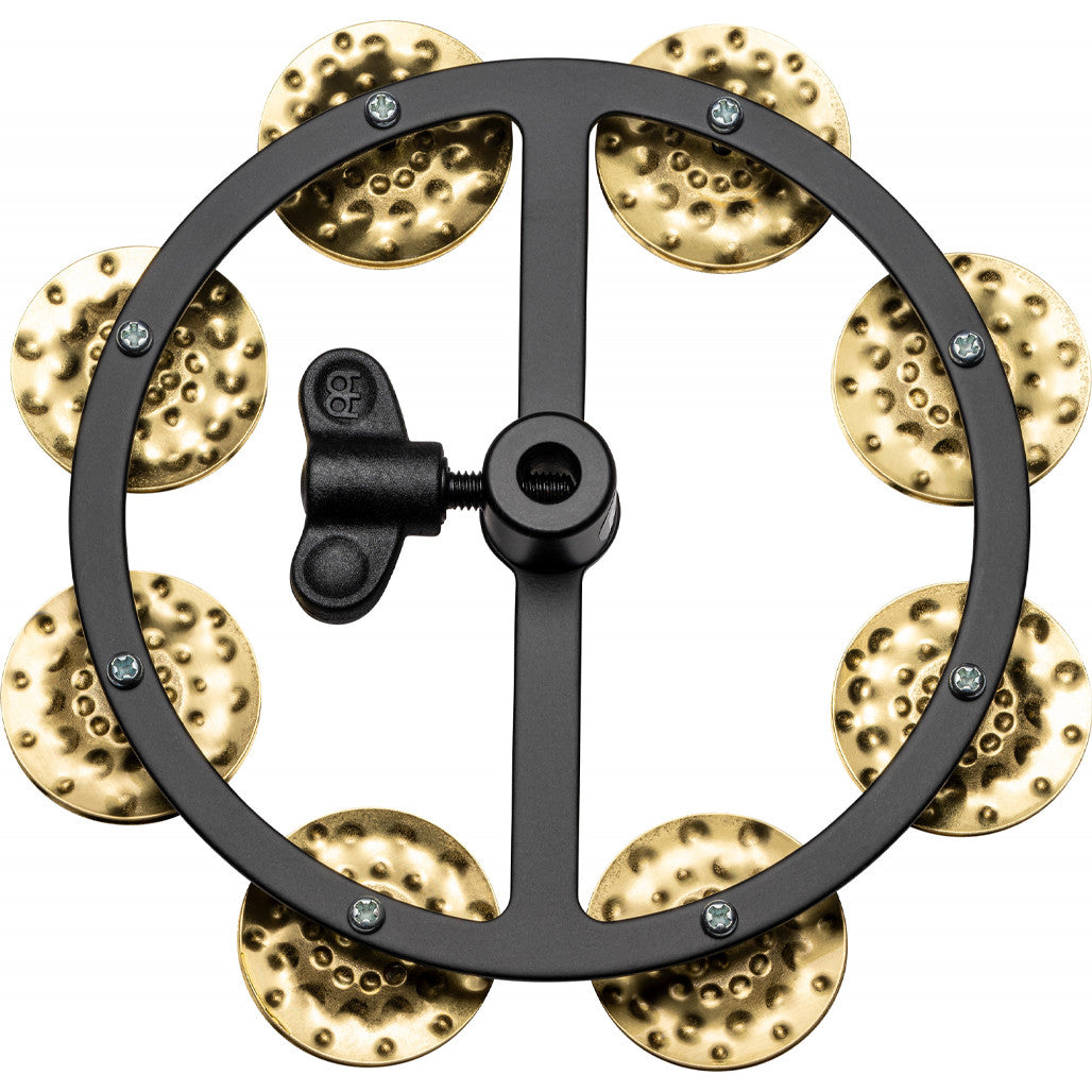 Meinl HiHat Tambourine with 1 Row Hammered Brass Jingles HTHH1B-BK top view