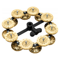 Meinl Hi-Hat Tambourine with 2 Rows Hammered Brass Jingles HTHH2B-BK