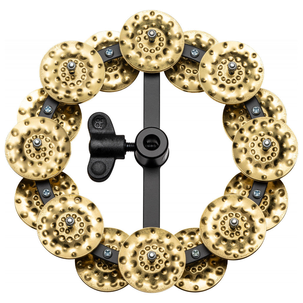 Meinl Hi-Hat Tambourine with 2 Rows Hammered Brass Jingles HTHH2B-BK