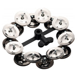 Meinl HTHH2BK Hi-Hat Tambourine with 2 Rows Steel Jingles