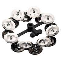 Meinl HTHH2BK Hi-Hat Tambourine with 2 Rows Steel Jingles