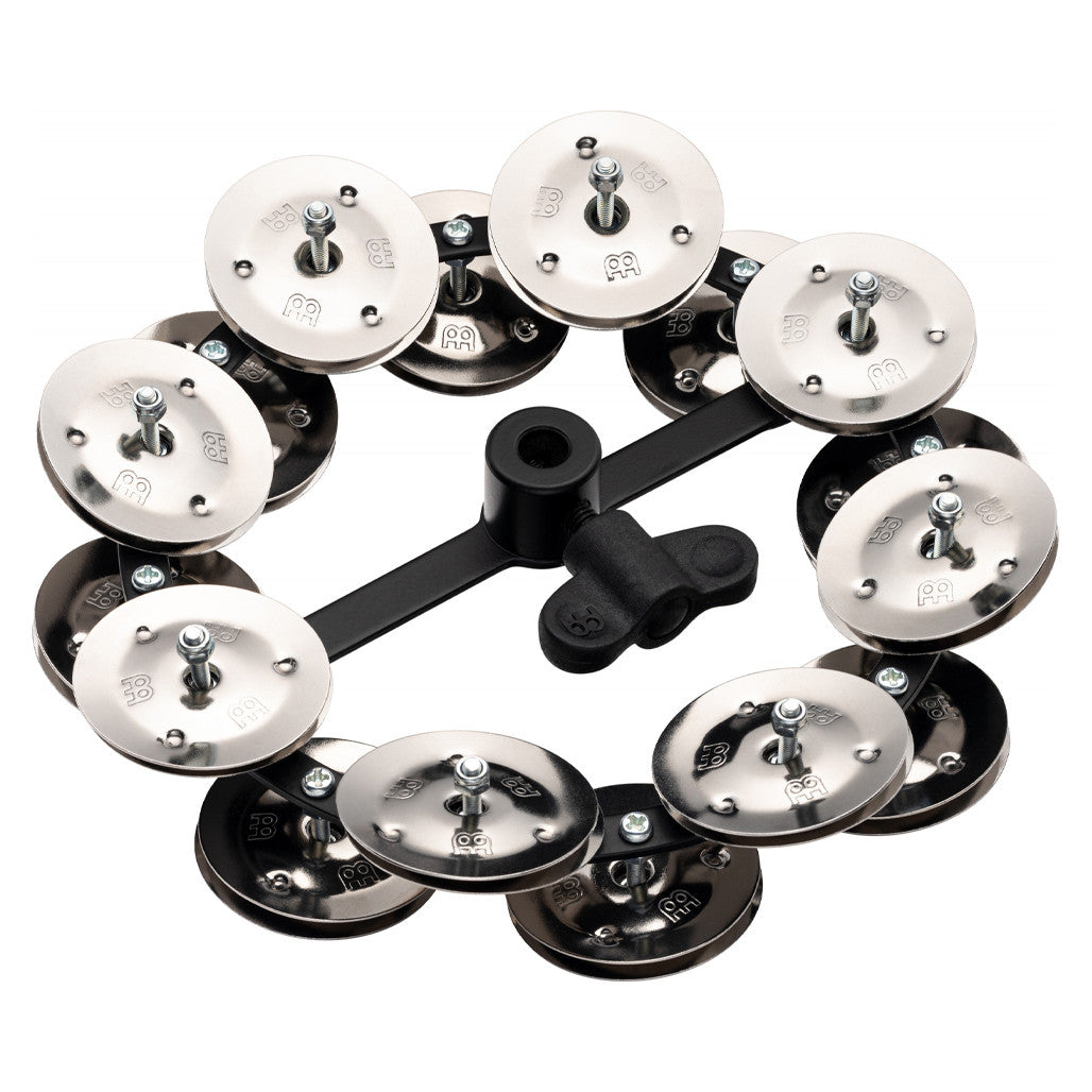 Meinl HTHH2BK Hi-Hat Tambourine with 2 Rows Steel Jingles