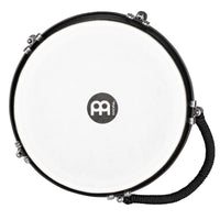 Aerial view of the Meinl Jumbo Series Djembe Drum 10" Day of the Dead JD10DA showing the synthetic drumhead and tuning rim.