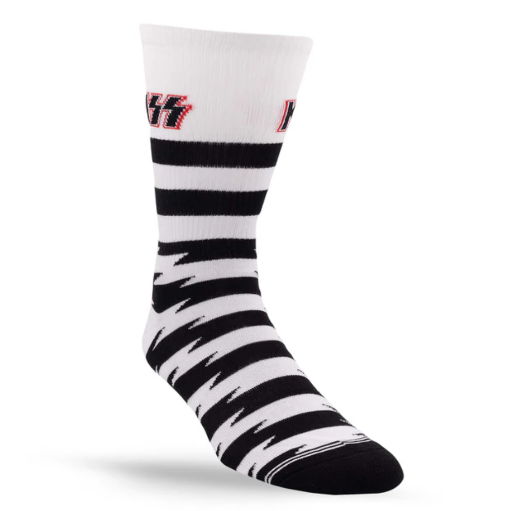 KISS Lightning Stripes Licensed White Socks