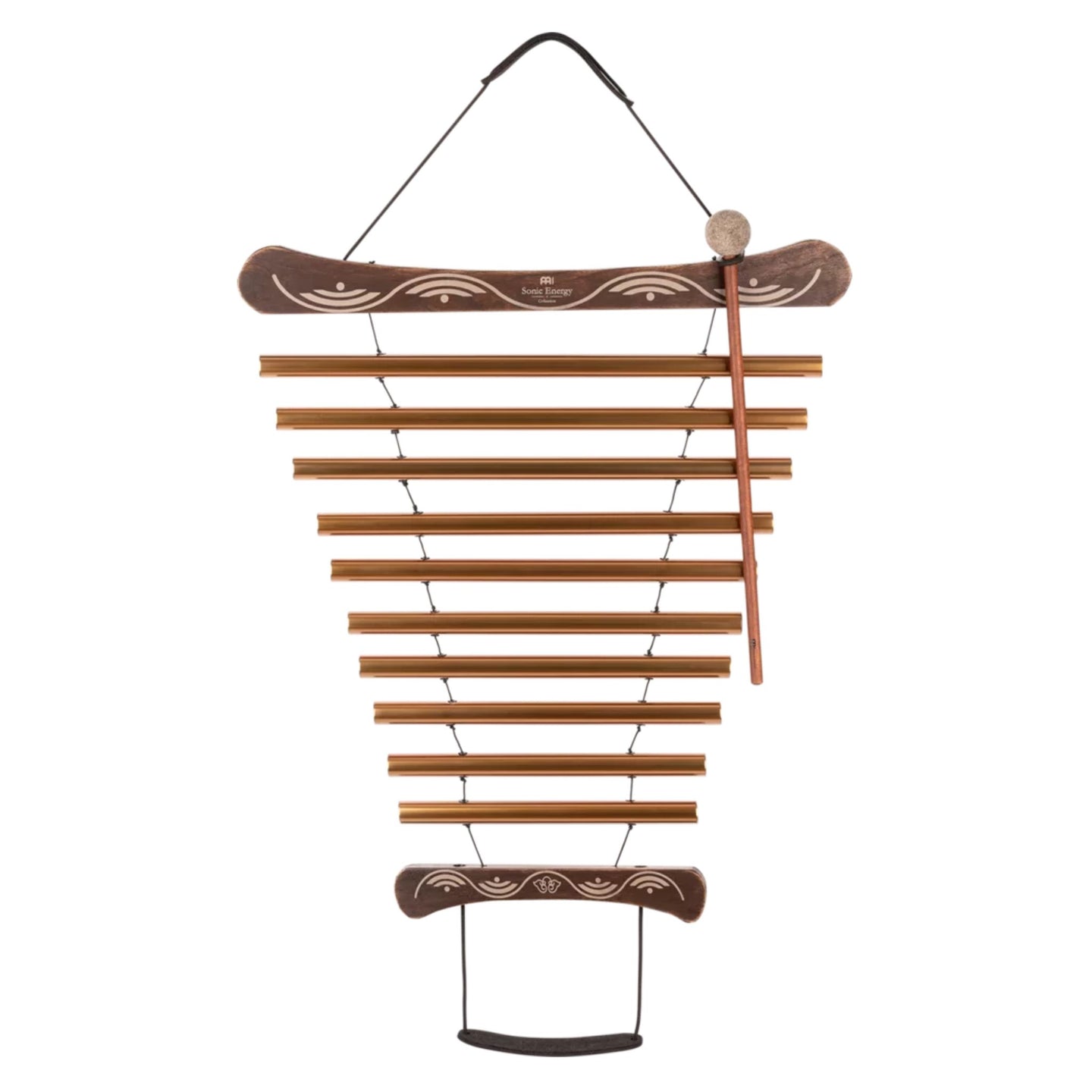 Meinl Sonic Energy Meditation Flow Chime 88cm 440Hz D Major Bronze MFC10DMAB with included mallet on a white background.