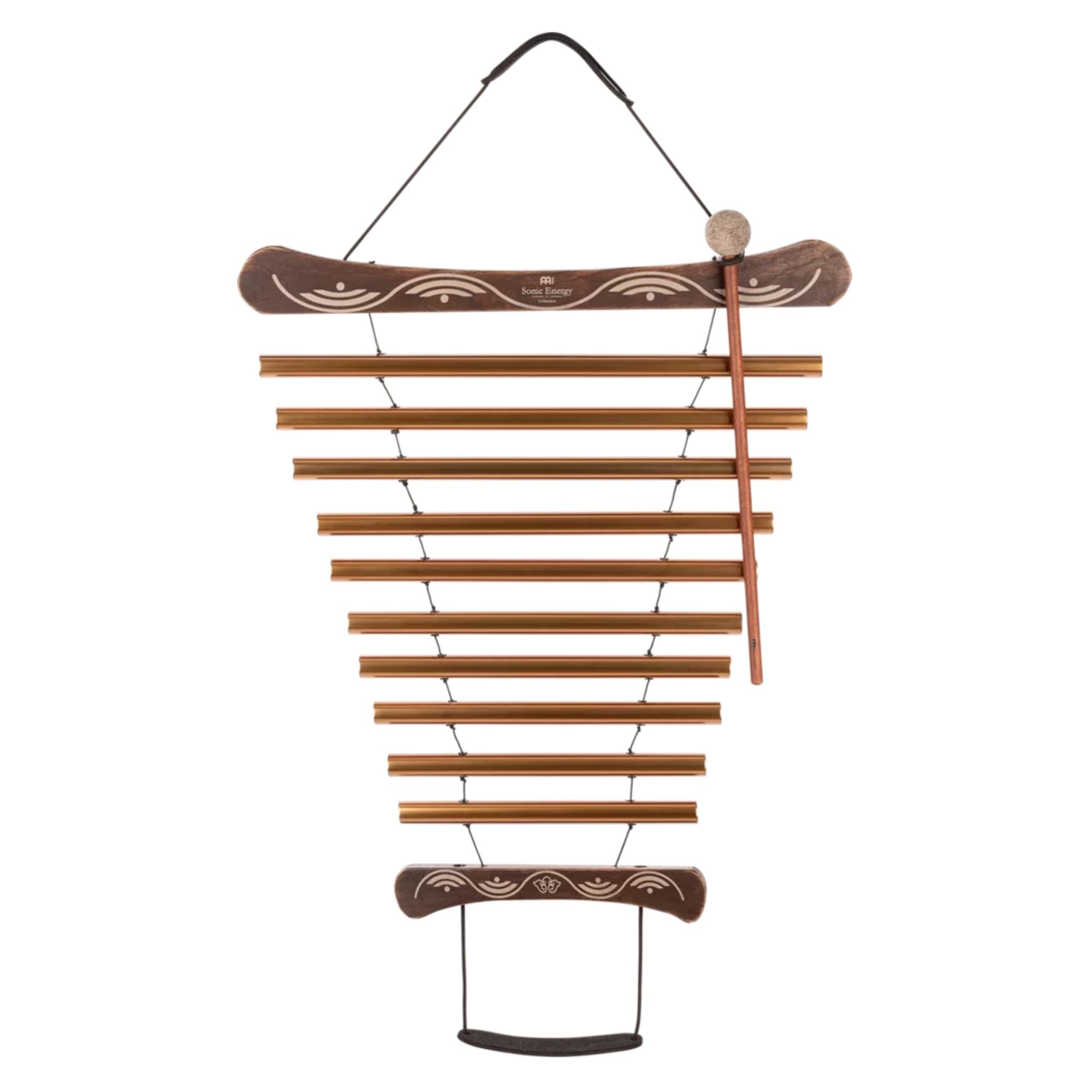 Meinl Sonic Energy Meditation Flow Chime 88cm 440Hz D Major Bronze MFC10DMAB with included mallet on a white background.