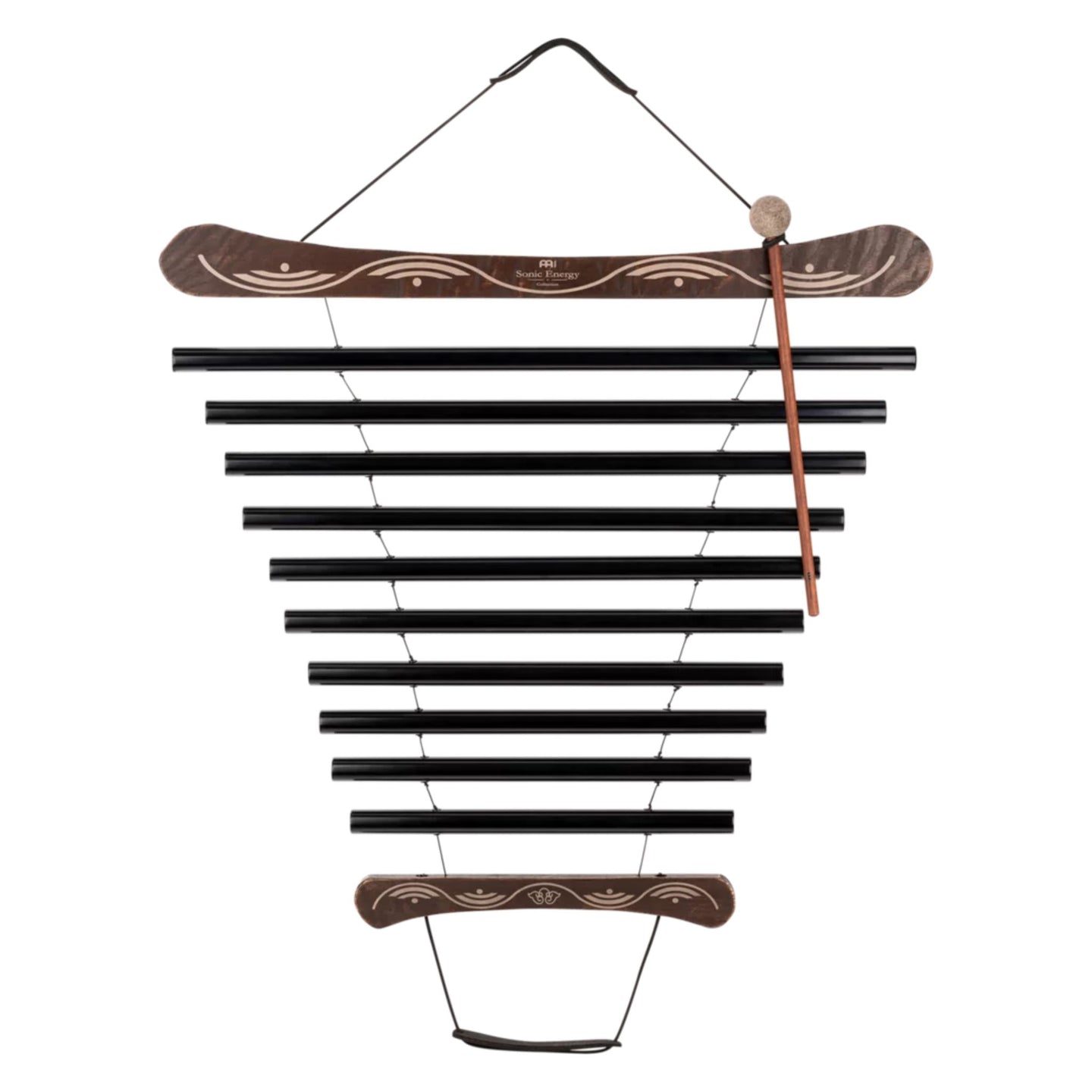 Meinl Sonic Energy Meditation Flow Chime 95cm 432Hz E Minor Black MFC10EMIBK featuring suspended black aluminium chime tubes.