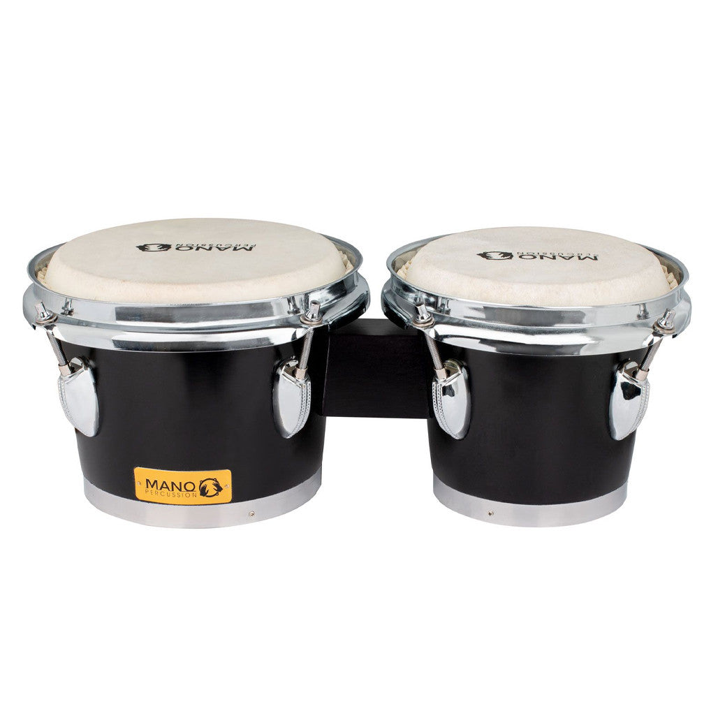 MPB123MBK Mano Percussion 6 inch & 7 inch Wood Bongo Drums Matte Black