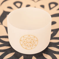 Sonic Energy white frosted signing bowl with 528 Solfeggio for sound healing.