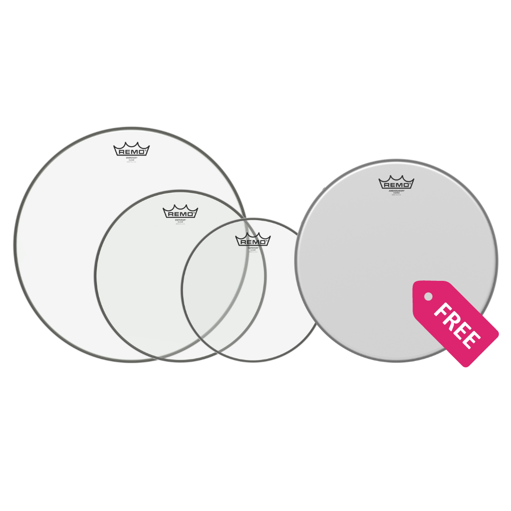 Remo USA Emperor Clear Drum Head Pro Pack with Free Ambassador Snare Drum Head PP-1860-BE