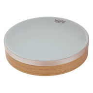 16 inch Renaissance frame drum on white background showing pre-tuned drumhead and medium oak Acousticon shell construction