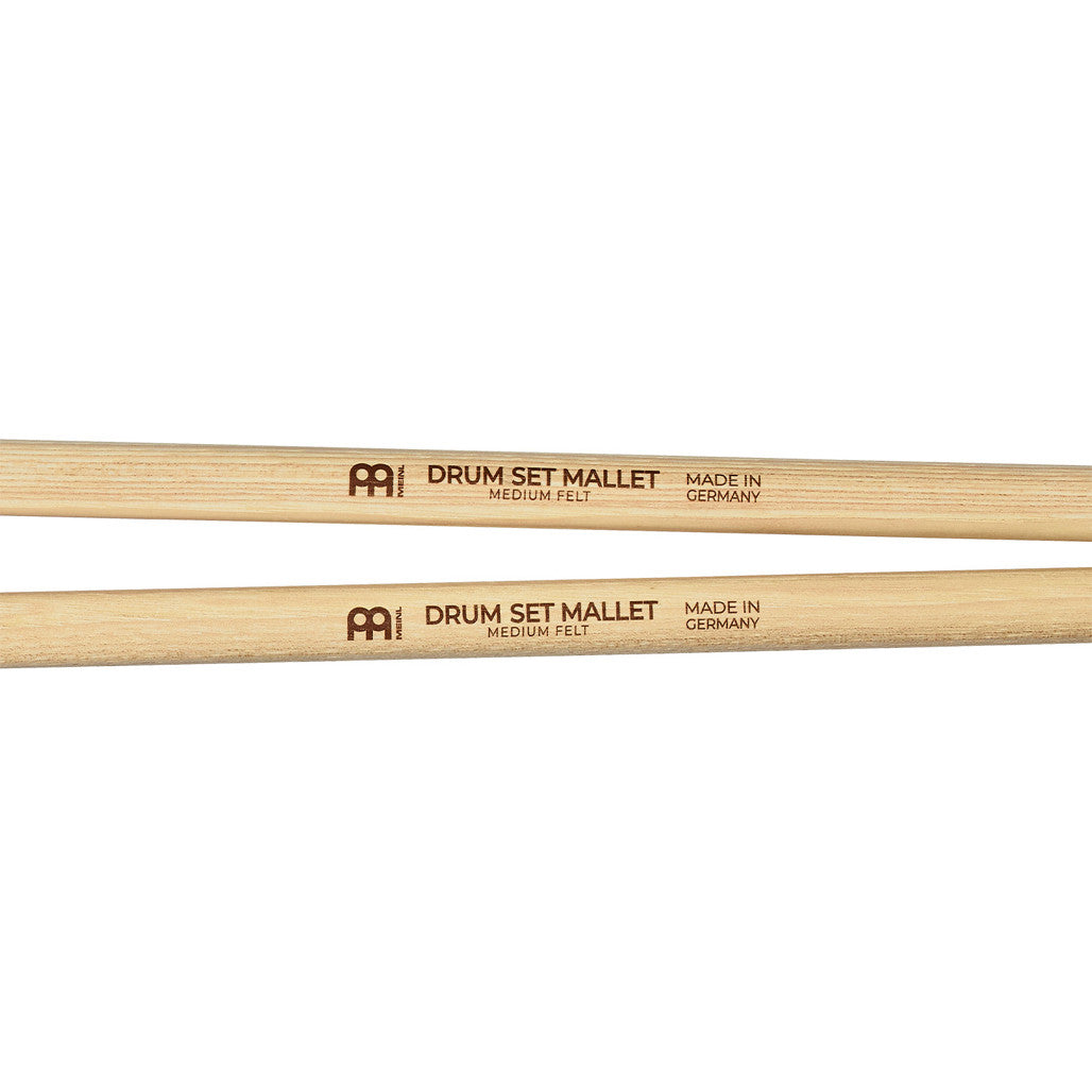 Close-up of the Meinl 5A Drum Mallets SB401 showing the Meinl logo and American hickory stick shaft.
