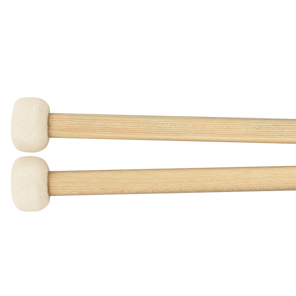 Close-up of the Meinl 5A Drum Mallets SB401 showing the medium felt heads and American hickory handles.