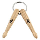 mini drumstick keyring on white background showing two miniature maple drumsticks attached to metal key ring