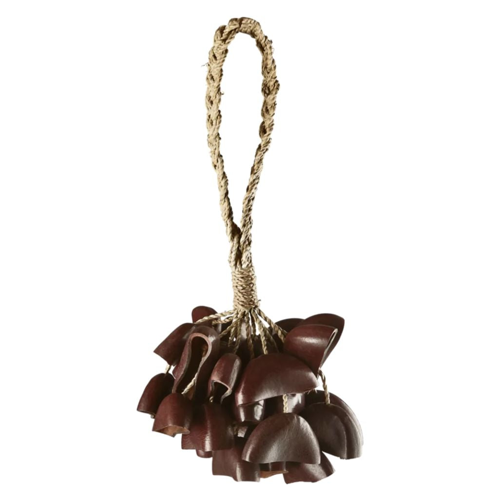 Meinl Sonic Energy Small Bendo Shaker SBRS featuring natural Bendo seed shells mounted on a wearable wrist strap.