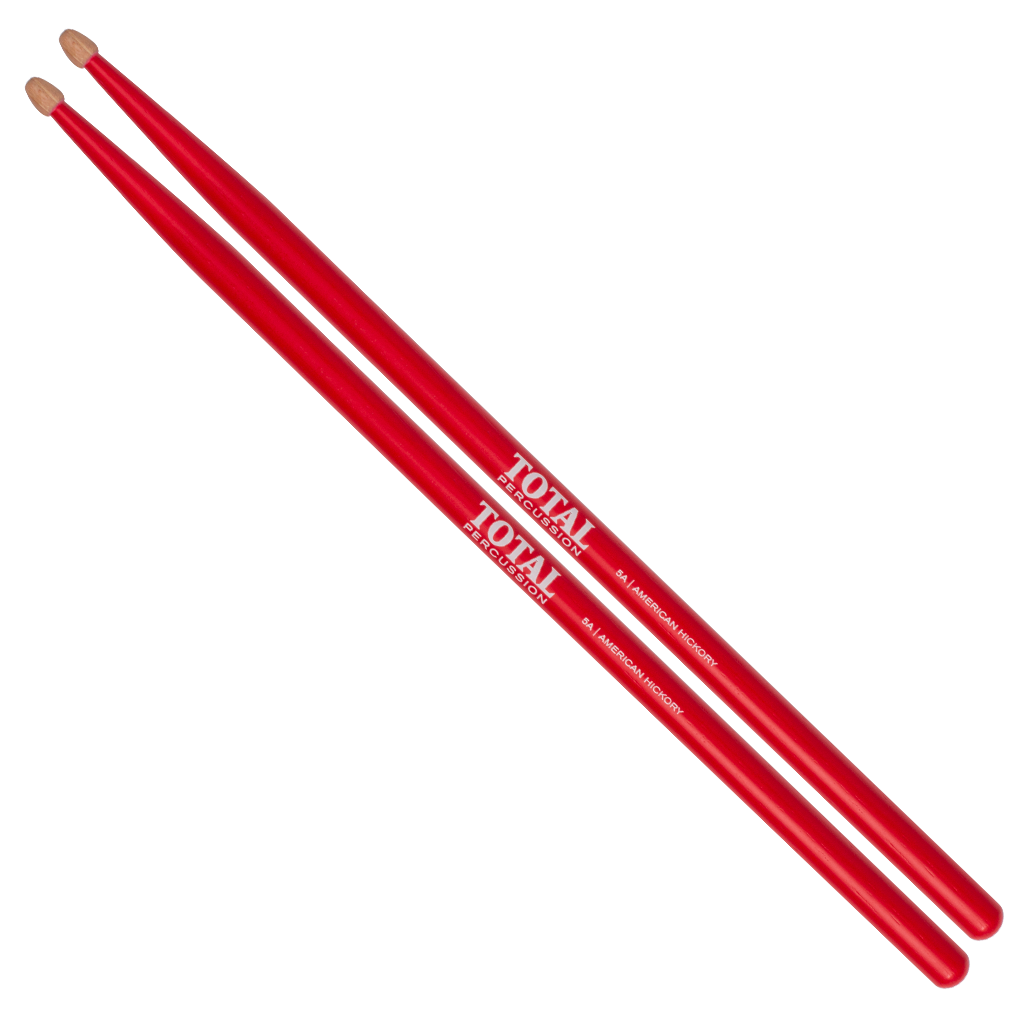 Total Percussion 5A Red Drumsticks with Wood Tip T5ARED
