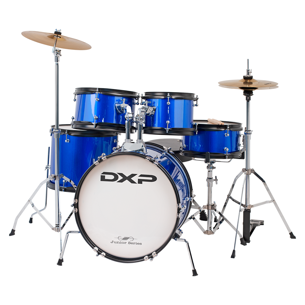 DXP Junior 5 Piece Drum Kit Set with Cymbals & Hardware Metallic Blue TXJ7MBL