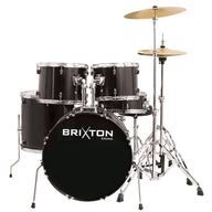 Brixton 5 Piece Black Drum Set Kit with Cymbals & Hardware