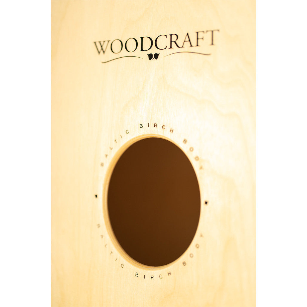 Meinl Woodcraft Series String Cajon Espresso Burst Frontplate WC100EB close up post hole