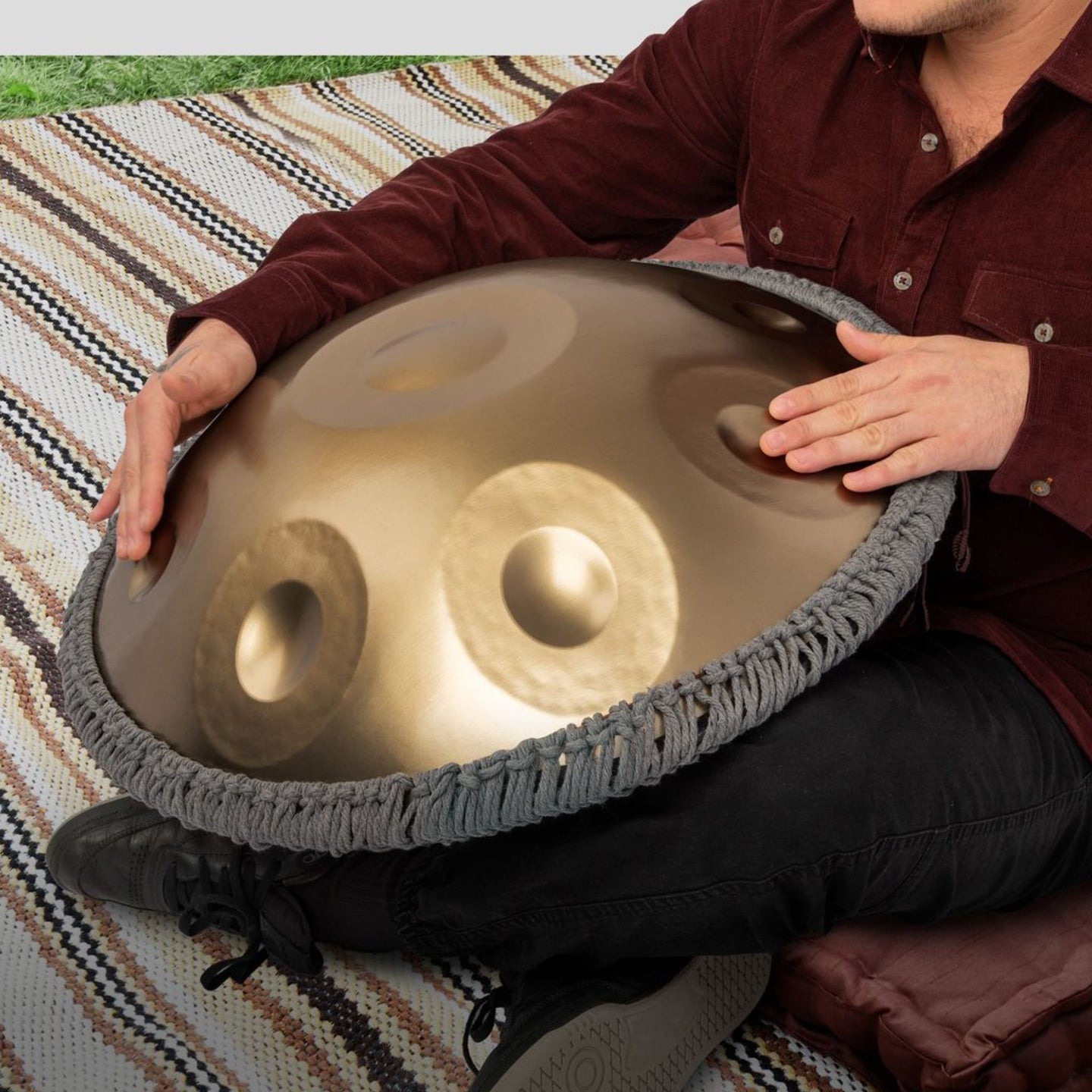 Mano Percussion Handpan 10-Note D Kurd Tuning 55cm Diameter - Gold