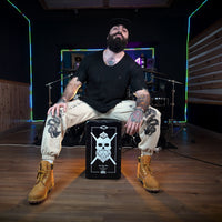 Instagram drummer El Estepario playing h i signature series cajon drum by Meinl Percussion.