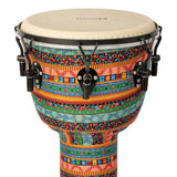 Close-up of the Mano Percussion Djembe Drum 10" Water Spirit Design MPC10WS showing the upper shell and drumhead.
