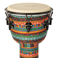 Close-up of the Mano Percussion Djembe Drum 10" Water Spirit Design MPC10WS showing the upper shell and drumhead.