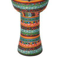 Close-up of the Mano Percussion Djembe Drum 10" Water Spirit Design MPC10WS showing the lower shell and detailed Water Spirit artwork.