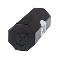 Meinl Aluminium Shaker Octagonal Small SH8BK in black, angled close-up showing octagonal end cap and solid aluminium construction