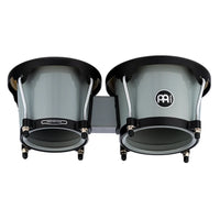 Meinl Journey Series bongo drums in Ultimate Gray (HB50UG), rear view showing compact shells, mounting hardware, and black rims.