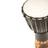 Close-up of Meinl HDJ1-M 10" Headliner Congo Series Djembe showing synthetic drumhead and traditional rope tuning system detail
