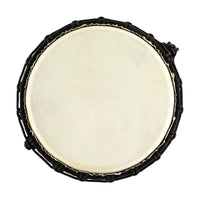 Top view of Meinl HDJ1-M 10" Headliner Congo Series Djembe showing durable synthetic drumhead and traditional rope tensioning system