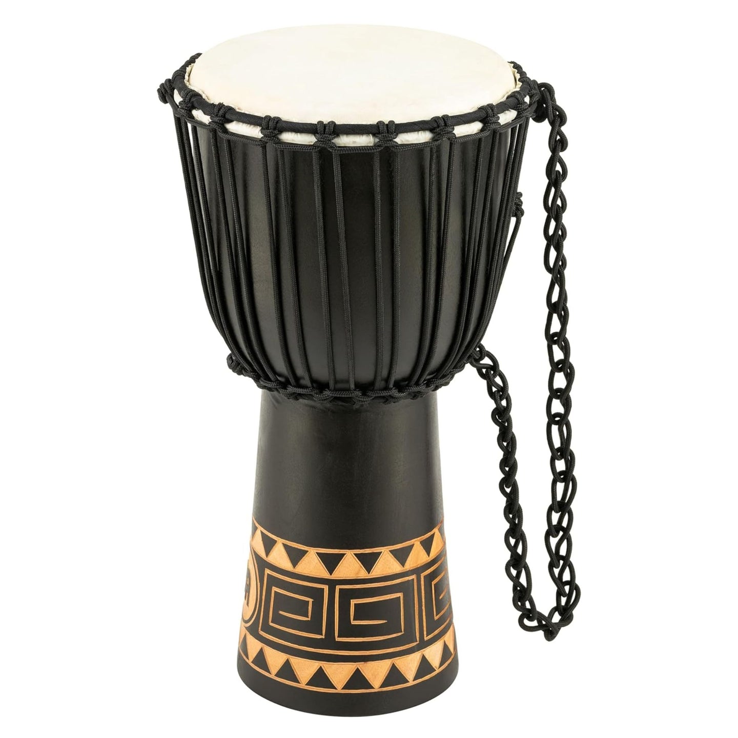 Meinl Djembe Drum 10" Headliner Congo Series HDJ1-M in black finish with hand-carved style design, synthetic head and rope tuning system – front product view