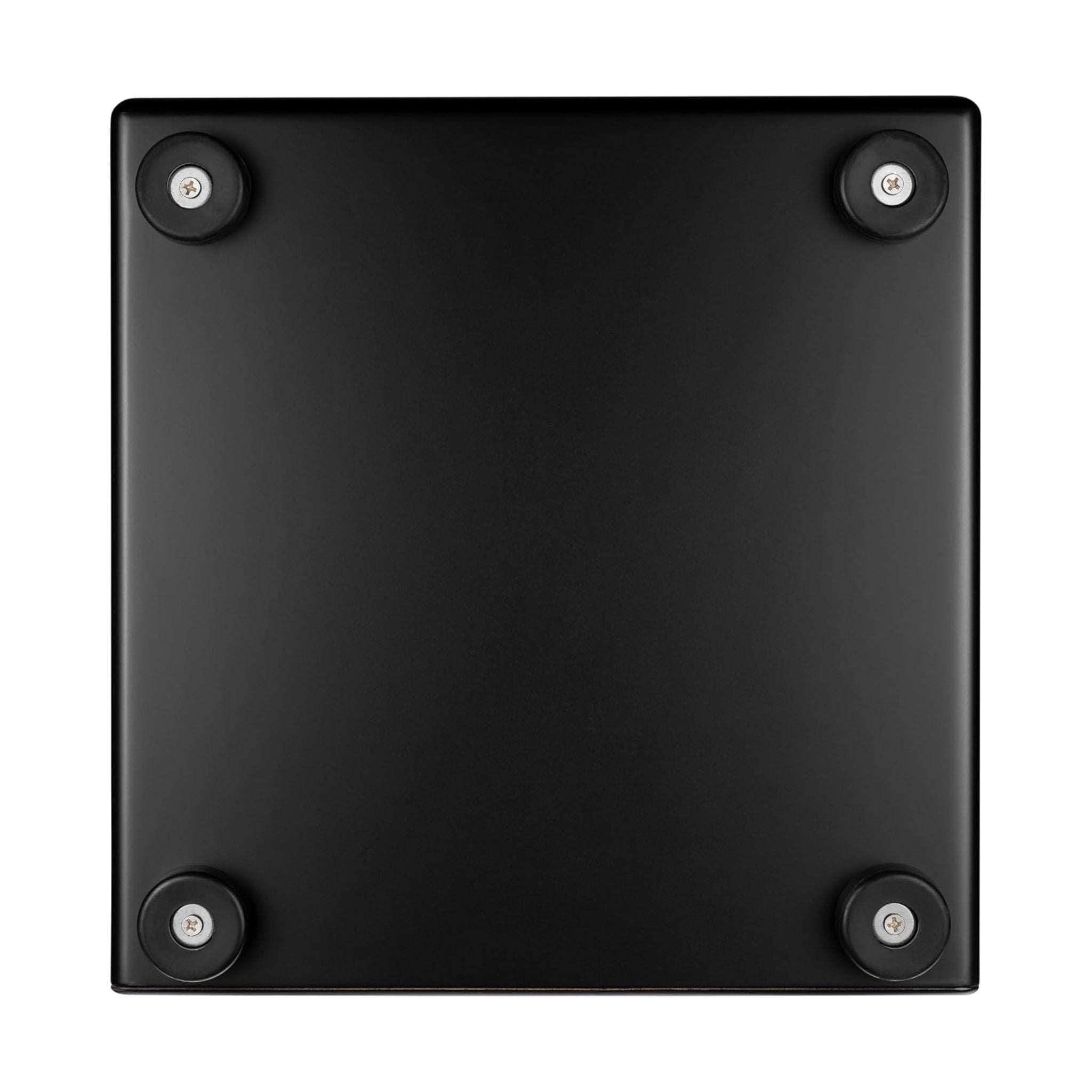 Underside of the Meinl Headliner Series Snare Cajon MCAJ100BK-CBF showing durable rubber feet for stability and vibration control
