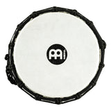 Top view of Meinl Junior Djembe Drum 7 inch Green JRD-G showing synthetic drum head and rope tuning