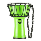 Side view of Meinl Junior Djembe Drum 7 inch Green JRD-G on white background